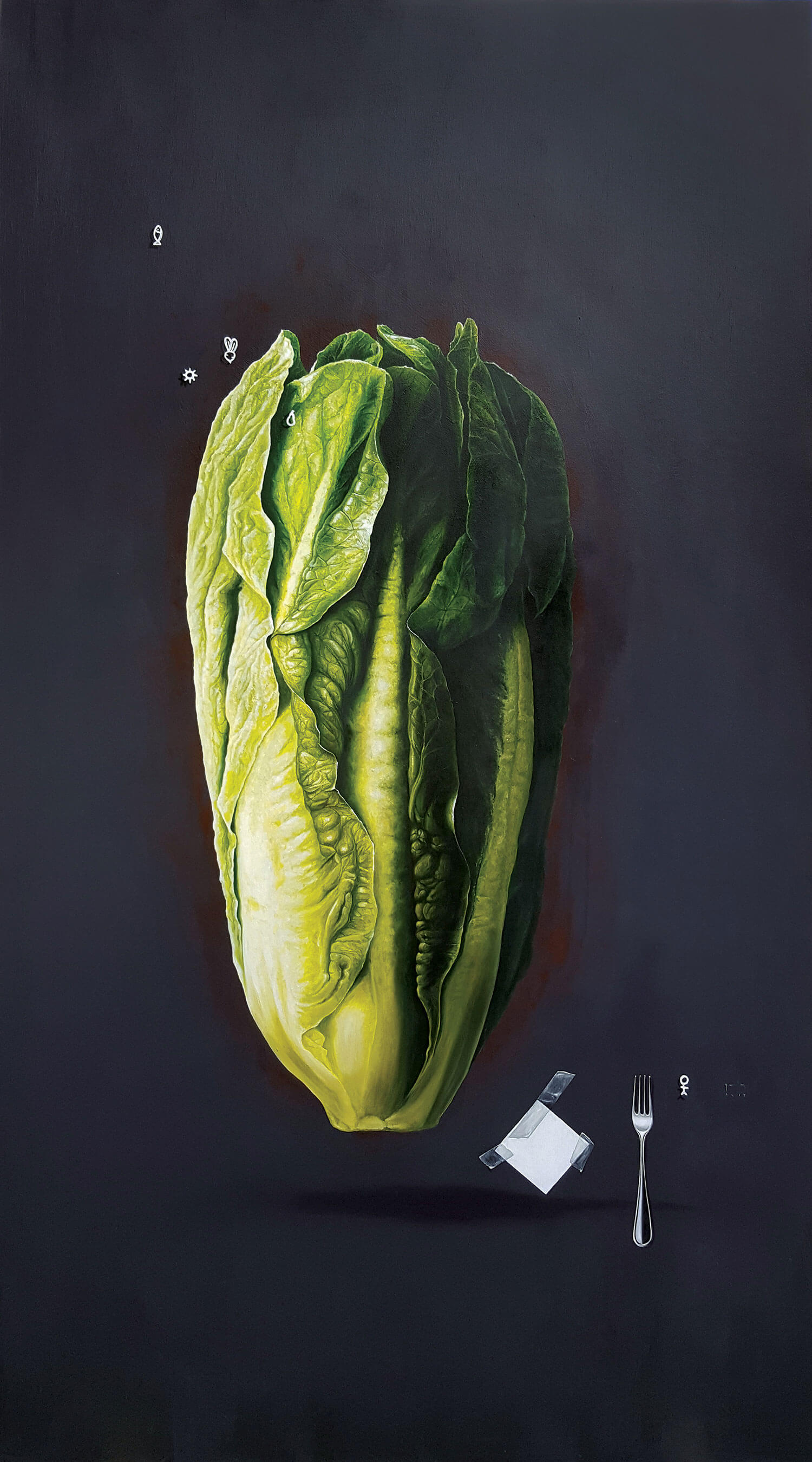 Warum weiss ich, dass das Salat ist | Öl und Acryl auf Leinen | 100 x 180 cm