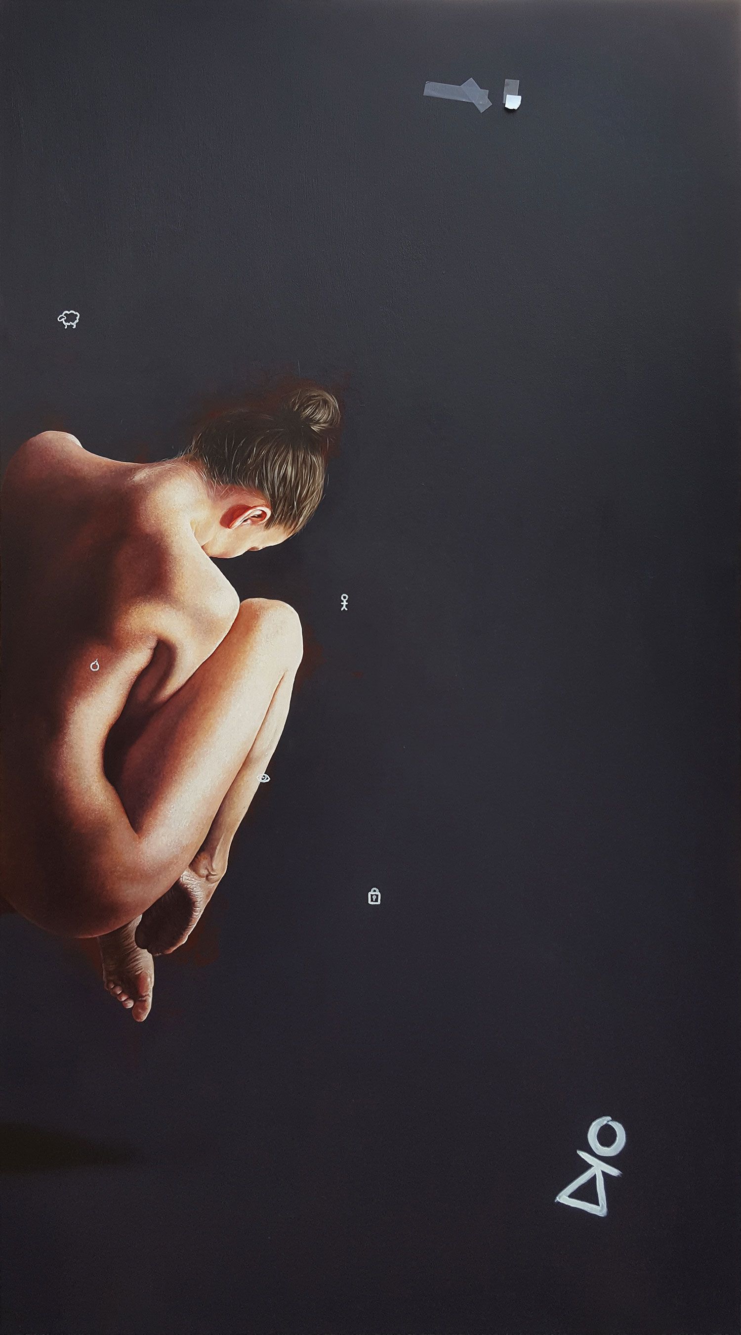 Warum weiss ich nicht, dass meine Gedanken meine Angst darstellen | Oil on canvas | 100 x 180 cm